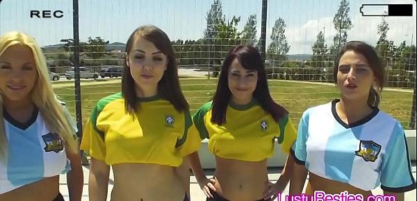  Latina soccer team fucked by lucky coach